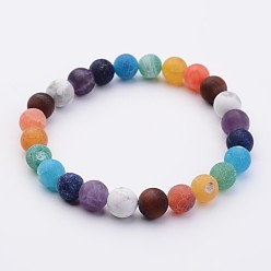 Mixed Stone Natural Gemstone Beads Stretch Bracelets, 2-1/8 inch(54mm)