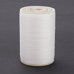 Blanc Fumé Ficelle ronde en fil de polyester ciré, cordon micro macramé, cordon torsadé, pour la couture de cuir, fumée blanche, 0.3~0.4mm, environ 174.98 yards (160m)/rouleau