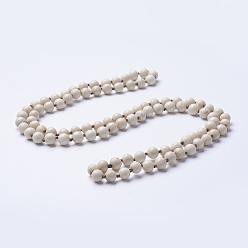 Pétrifié En Bois Colliers perlés en bois pétrifié naturel, ronde, 36 pouce (91.44 cm)