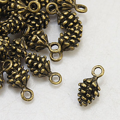 Antique Bronze Tibetan Style Alloy Pendants, Cadmium Free & Lead Free, Antique Bronze Color, Pine Cone, 13x7x5.5mm, Hole: 2mm