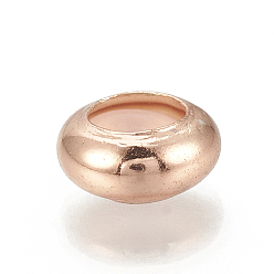 Or Rose Perles en laiton, avec caoutchouc à l'intérieur, perles de curseur, perles de bouchage, or rose, 7.5x4mm, trou en caoutchouc: 1.2 mm