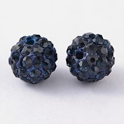 Montana Pave Disco Ball Beads, Polymer Clay Rhinestone Beads, Grade A, Montana, PP11(1.7~1.8mm), 8mm, Hole: 1mm
