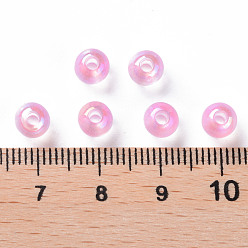 Бледно-Розовый Прозрачные акриловые бусины, с покрытием AB цвета, круглые, розовый жемчуг, 6x5 мм, отверстие : 1.8 мм, Около 4400 шт / 500 г