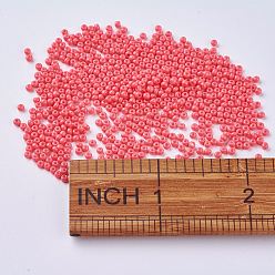 Hot Pink 12/0 Grade A Round Glass Seed Beads, Baking Paint, Hot Pink, 12/0, 2x1.5mm, Hole: 0.7mm, about 30000pcs/bag