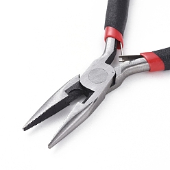 Gunmetal 5 inch Carbon Steel Chain Nose Pliers for Jewelry Making Supplies, Wire Cutter, Polishing, Black, Gunmetal, 130mm