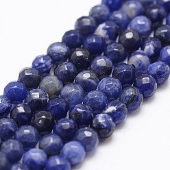 Sodalite Natural Sodalite Beads Strands, Grade A, Faceted, Round, 4mm, Hole: 1mm, about 90pcs/strand, 14.9 inch~15.1 inch