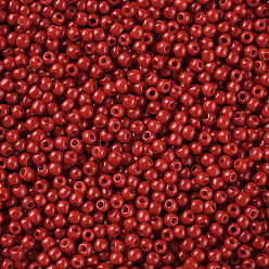 Crimson 11/0 Grade A Round Glass Seed Beads, Baking Paint, Crimson, 2.3x1.5mm, Hole: 1mm, about 48500pcs/pound