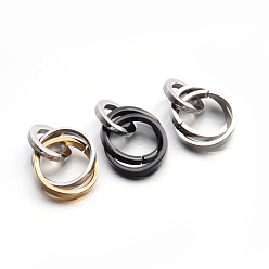 Mixed Color 304 Stainless Steel Interlocking Ring Pendants, Mixed Color, 37.5~38x21mm ring: 12~21x2~3mm, inner diameter: 8mm and 17.5mm..