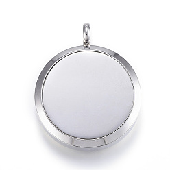 Mixed Color 316 Surgical Stainless Steel Diffuser Locket Pendants, with Perfume Pad and Magnetic Clasps, Flat Round with Tree of Life, Mixed Color, 36.5x30x6.5~7mm, Hole: 5mm