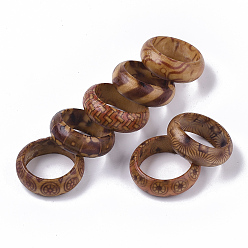 Mixed Color Wood Thumb Rings, Mixed Color, Size 10, 20mm