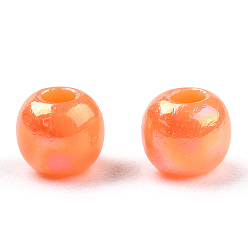 Coral Opaque Acrylic Beads, AB Color, Round, Coral, 4x3.5mm, Hole: 1.6mm, about 15000pcs/500g