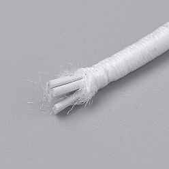 White Round Elastic Cord, with Fibre Outside and Rubber Inside, White, 2mm, about 76.55 yards(70m)/roll