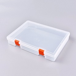 Прозрачный Прямоугольная коробка для хранения бусинок из полипропилена (ПП), с откидными крышками, для небольших предметов и других поделок, прозрачные, 25.3x19x3.9 см