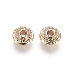 Golden Alloy Beads, Long-Lasting Plated, Flat Round, Golden, 6.5x3mm, Hole: 1.2mm