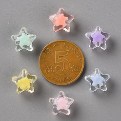 Mixed Color Transparent Acrylic Beads, Bead in Bead, Faceted, Star, Mixed Color, 10.5x11x7mm, Hole: 2mm, about 1280pcs/500g