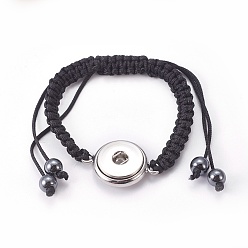 Noir Création branchée de bracelet snap, bracelet faisant , avec des perles d'hématite non-magnétiques et les résultats de laiton, propres à boutons-pression, noir, 23x60mm