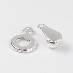 Silver Brass Snap Clasps, Silver Color Plated, 18x9x5mm, Hole: 1mm