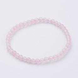 Rose Quartz Natural Rose Quartz Beaded Stretch Bracelets, with Elastic Fibre Wire, 2-1/4 inch(55mm)