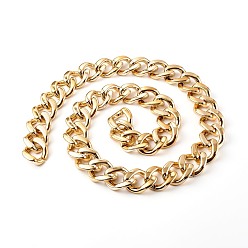 Light Gold UV Plating ABS Plastic Curb Chains, Twisted Chains, Light Gold, 39x31.5x9mm, about 39.37 inch(1m)/strand