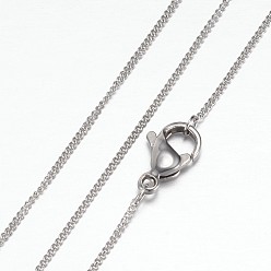 Stainless Steel Color 304 Stainless Steel Curb Chain Necklaces, with Lobster Claw Clasps, Stainless Steel Color, 19.8 inch(50.5cm)