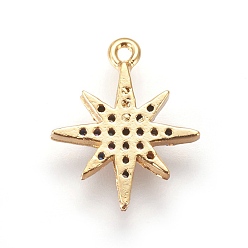 Doré  Laiton charmes zircons, avec l'émail, étoile scintillante, colorées, or, 14x12x2mm, Trou: 0.8mm