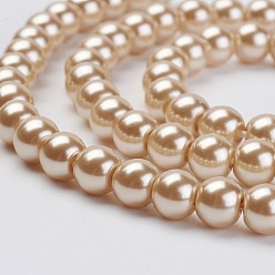 Blé Brins de perles de verre teints écologiques, Grade a, ronde, cordon en coton fileté, blé, 6mm, Trou: 1.2~1.5mm, Environ 70 pcs/chapelet, 15.7 pouce