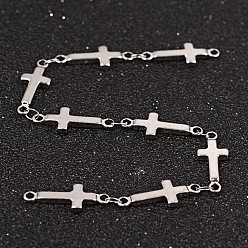 Stainless Steel Color 304 Stainless Steel Decorative Chains, Soldered, with Cross Connector, Stainless Steel Color, 18.5x7x2mm