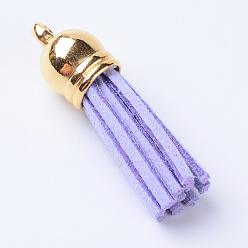 Lilac Faux Suede Tassel Pendant Decorations, with CCB Plastic Cord Ends, Lilac, 35~37x10mm, Hole: 2.5~3mm