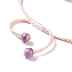 Violet Bleu Bracelet à maillons de fleurs pressées à sec fait à la main pour fille femme, bracelet réglable en perles de verre babysbreath, bleu violet, diamètre intérieur: 5/8~ 3-1/8 pouce (1.5~7.9 cm)