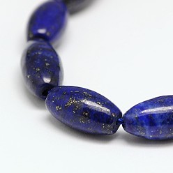 Lapis Lazuli Natural Lapis Lazuli Rice Bead Strands, Dyed & Heated, Lapis Lazuli, 16x8mm, Hole: 1mm, about 24pcs/strnd, 15 inch
