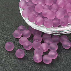 Medium Orchid Transparent Acrylic Beads, Round, Frosted, Violet, 14mm, Hole: 2mm, about 300pcs/500g