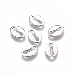 Stainless Steel Color 304 Stainless Steel Slice Chain Tabs, Chain Extender Connectors, Oval, Stainless Steel Color, 7x5x0.5mm, Hole: 1x5mm