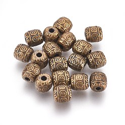 Antique Bronze Tibetan Style Alloy Beads, Cadmium Free & Nickel Free & Lead Free, Barrel, Antique Bronze, 6x6mm, Hole: 1.6mm