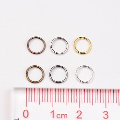 Mixed Color 1 Box 6 Color Iron Jump Rings, Open Jump Rings, Mixed Color, 21 Gauge, 7x0.7mm, Inner Diameter: 5.6mm, about 1300pcs/box