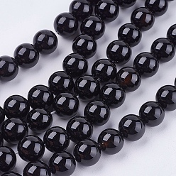 Black Natural Black Onyx Beads Strands, Grade AB, Round, Dyed & Heated, Black, 10mm, Hole: 1mm, about 38pcs/strand, 15 inch