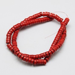 FireBrick Synthetic Turquoise Beads Strands, Heishi Beads, Dyed, Flat Round/Disc, FireBrick, 8x3~4mm, Hole: 1mm, about 110pcs/strand, 15.75 inch