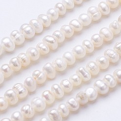 Beige Natural Cultured Freshwater Pearl Beads Strands, Potato, Beige, 4~4.5x4~5.5x4.5~5mm, Hole: 0.5mm, about 86pcs/strand, 13.7 inch