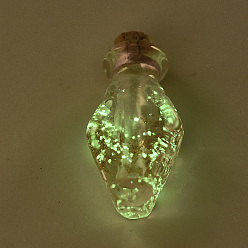 Couleur Mélangete Lumineux à la main pendentifs en verre de sable d'or, avec bouchon en bois, bouteille de parfum, couleur mixte, 31.5~32x17.5~18x9~9.5mm, Trou: 4.5mm, capacité de la bouteille: 0.5 ml (0.017 fl. oz)