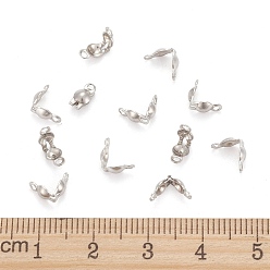 Stainless Steel Color Stainless Steel Bead Tips, Calotte Ends, Clamshell Knot Cover, Stainless Steel Color, 6x3mm, Hole: 1mm