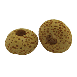 Goldenrod Lava Gemstone European Beads, Large Hole Beads, No Metal Core, Rondelle, Goldenrod, 15~16.5x9~10mm, Hole: 5mm
