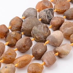 Botswana Agate Raw Rough Natural Yellow Botswana Agate Beads Strands, Nuggets, 20~35x13~30x13~26mm, Hole: 1mm, about 13~14pcs/strand, 15.9 inch~16.1 inch