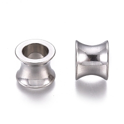 Stainless Steel Color 201 Stainless Steel European Beads, Large Hole Beads, Vase, Stainless Steel Color, 10x8mm, Hole: 6mm