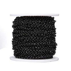 Electrophoresis Black 304 Stainless Steel Rolo Chains, Unwelded, with Spool, for Jewelry Making, Electrophoresis Black, 3x1mm, about 65.61 Feet(20m)/roll
