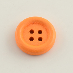 (52) Непрозрачная лаванда 4 отверстия окрашенные деревянные кнопки, плоско-круглые, разноцветные, 25x4.5 мм, Отверстие : 2 мм , около 360 шт / 500 г