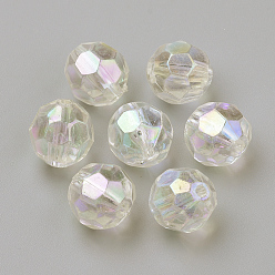Clear AB Transparent Acrylic Beads, AB Color, Faceted, Round, Clear AB, 10mm, Hole: 1.5mm, about 860pcs/500g