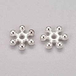 Silver Zinc Alloy Beads Spacers, Cadmium Free & Lead Free, with One Hole, Snowflake, Silver Color Plated, 10x2.5mm, Hole: 1.5mm