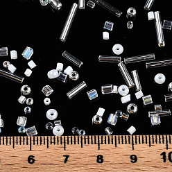 Ivoire Perles de rocaille en verre, mixedstyle, formes mixtes, blanc crème, 1~7x2~4mm, Trou: 0.7~1mm, environ 450 g / livre