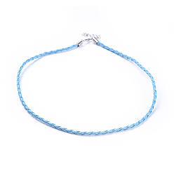Mixed Color Imitation Leather Necklace Cords, with Platinum Color Iron Lobster Clasps and Iron Chains, Mixed Color, about 16.5 inch long, 3mm wide