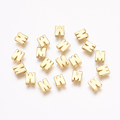 Letter M Brass Charms, Real 18K Gold Plated, Letter.M, 5x4x2mm, Hole: 1mm