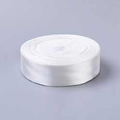 Snow Single Face Satin Ribbon, Polyester Ribbon, Snow, 1 inch(25mm) wide, 25yards/roll(22.86m/roll), 5rolls/group, 125yards/group(114.3m/group)